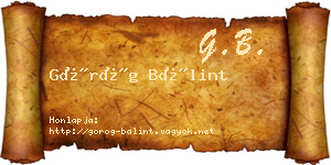Görög Bálint névjegykártya
